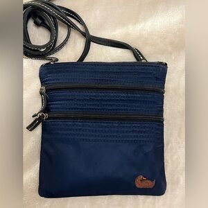 Dooney & Bourke 3 Zipper Nylon Navy Crossbody Bag with Black Straps